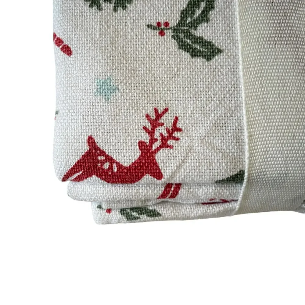 Shabby Chic Christmas Dinner Napkins Set of 6 Reindeer Candy Cane Holly 18x18
